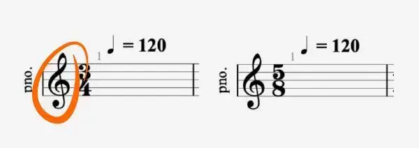 скрипичный ключ на второй линии